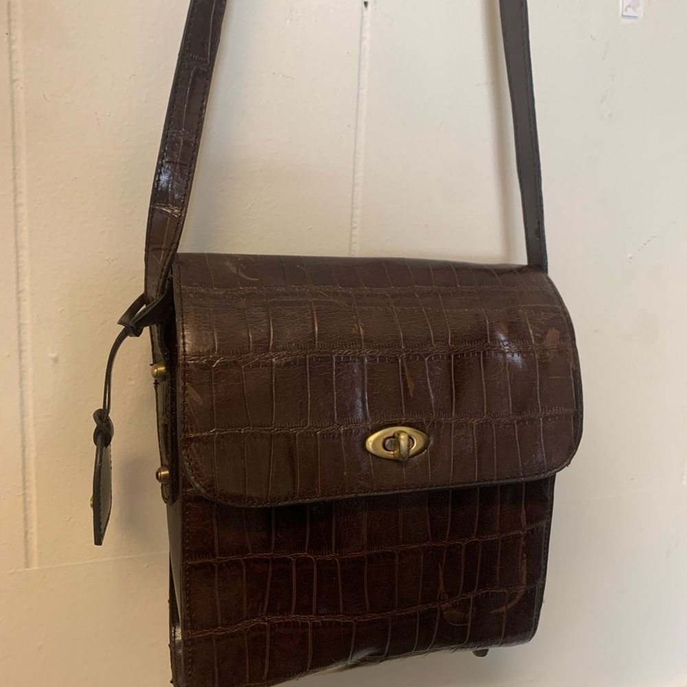 Vintage Dark Brown Leather MC shoulder bag
